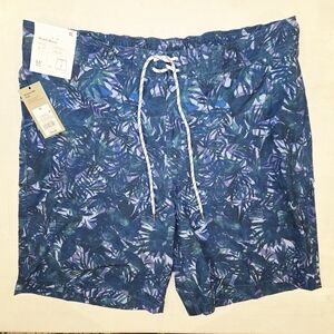 Goodfellow Tropical Blue Green Board Shorts Swim Trunks 9" Inseam UPF 50+ XL New